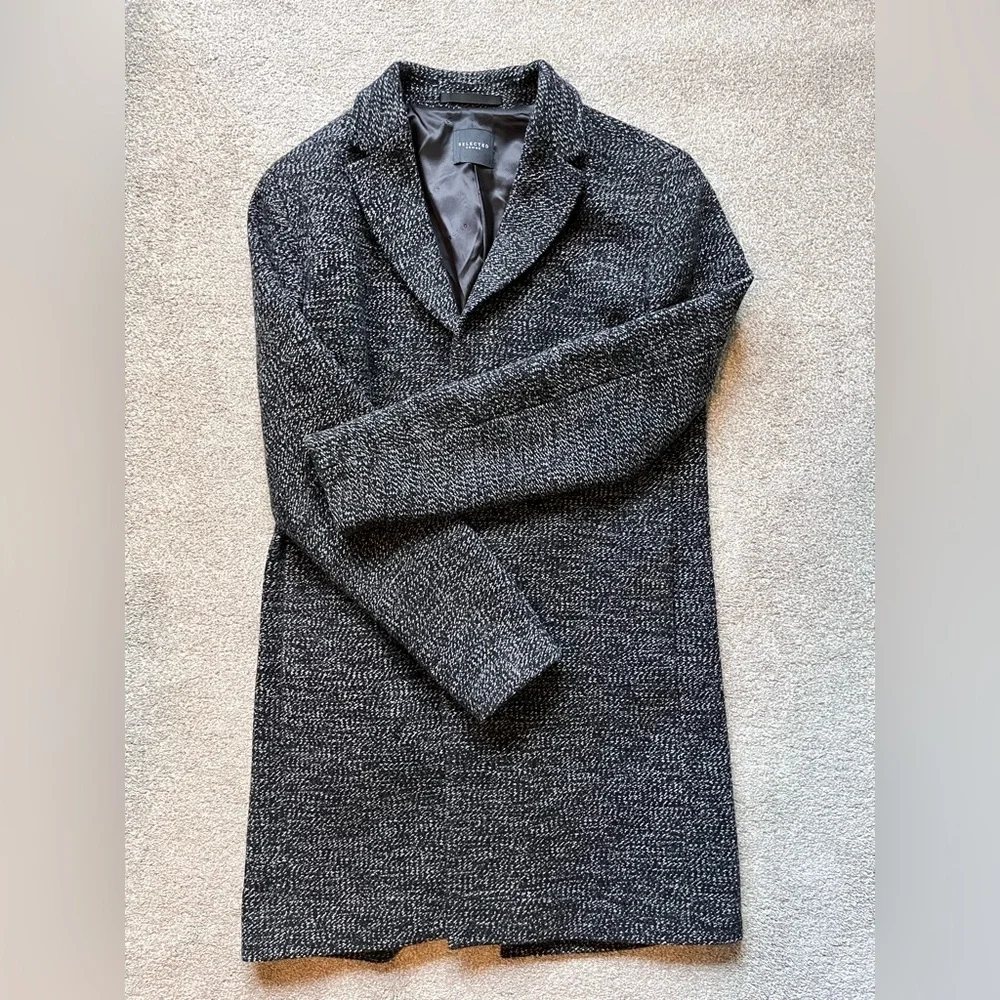 Mens Selected Homme Slhbrove Wool Top Coat Size Large EUC - Picture 11 of 13